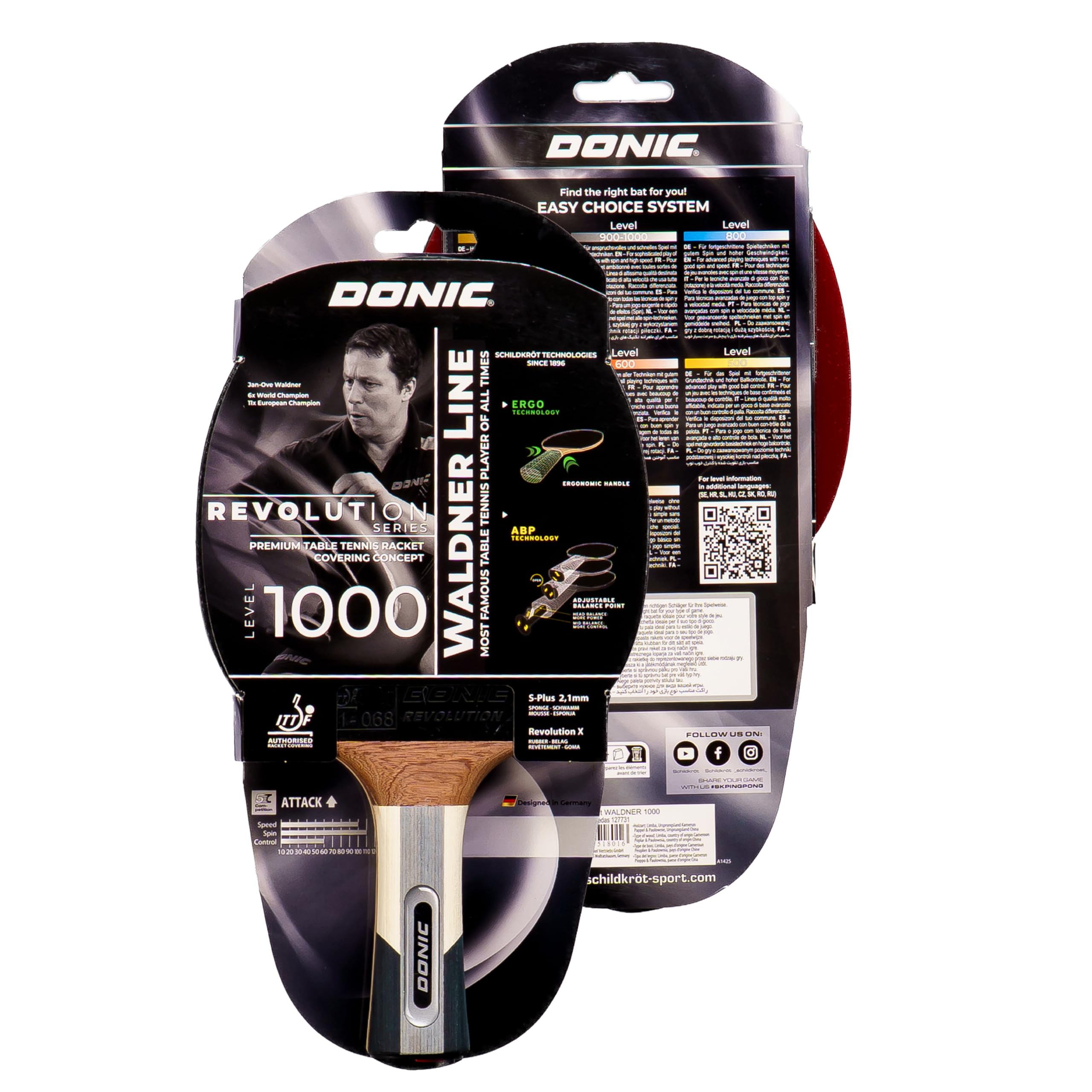 【中古・未使用品】ドニック DONIC Schildkrot 卓球ラケット WALDNER 1000 ワルドナー ABPハンドル スポンジ2.1mm 751801 DONIC Donic-Schildkröt Waldner 1000 Table Tennis Bat, ABP Handle, Sponge
